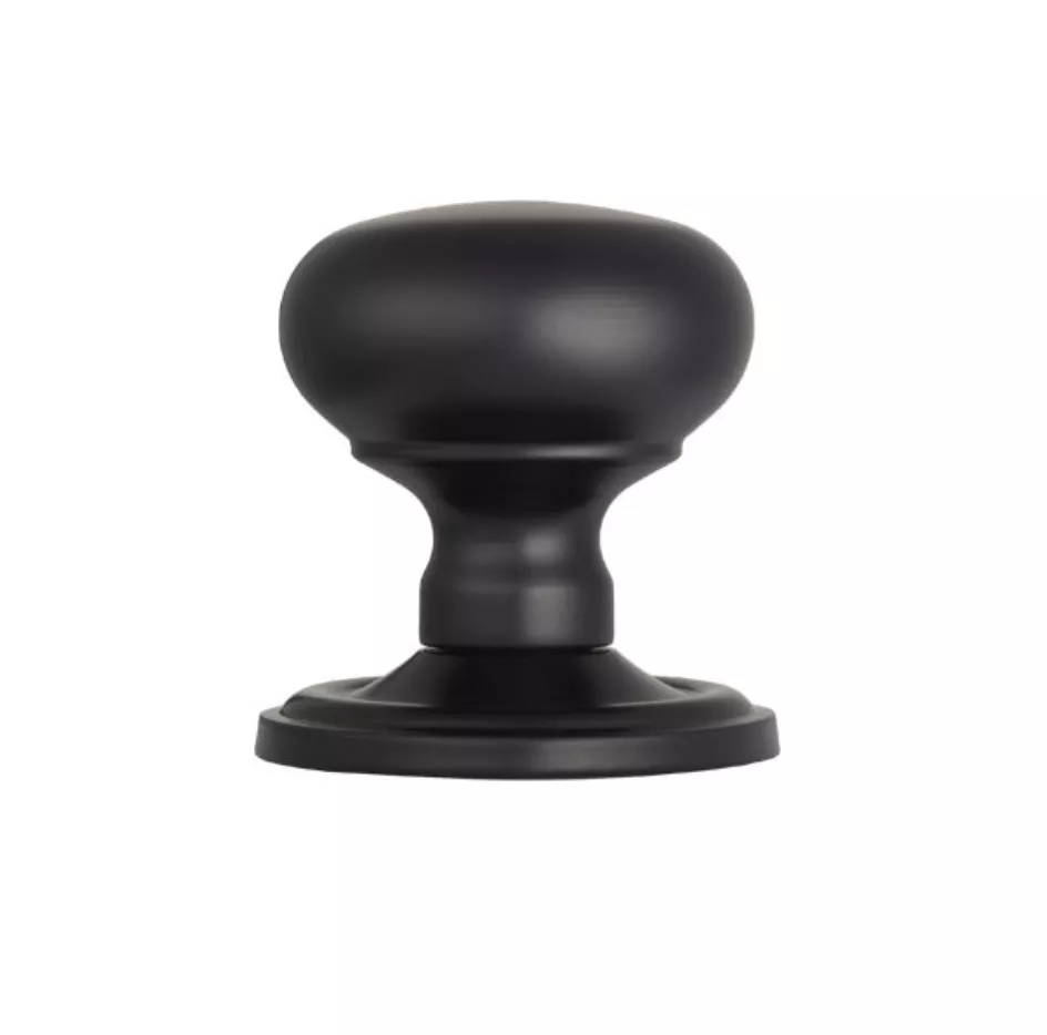 CARLISLE Set Manital Matt Black Concealed Fix Victorian Mushroom Mortice Knob | M35CMB