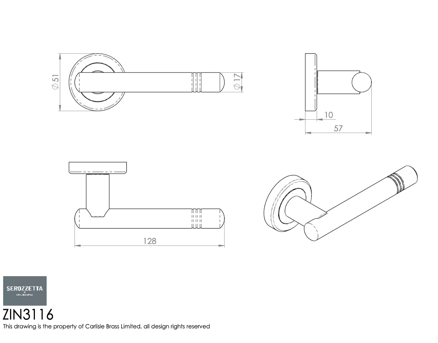 Set Carlisle Polished Chrome Serozzetta Atalaya Lever On Round Rose | ZIN3116PC - Image 2