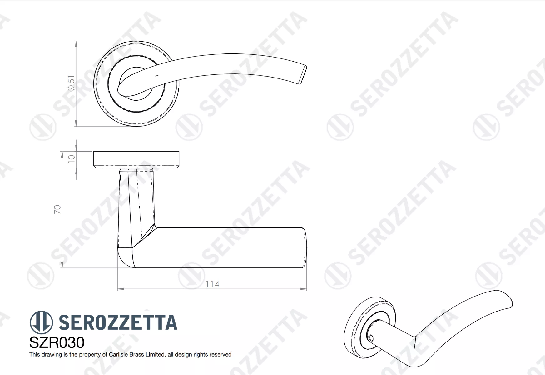 Carlisle Matt Black Serozzetta Trenta Lever On Rose | SZR030MB - Image 2