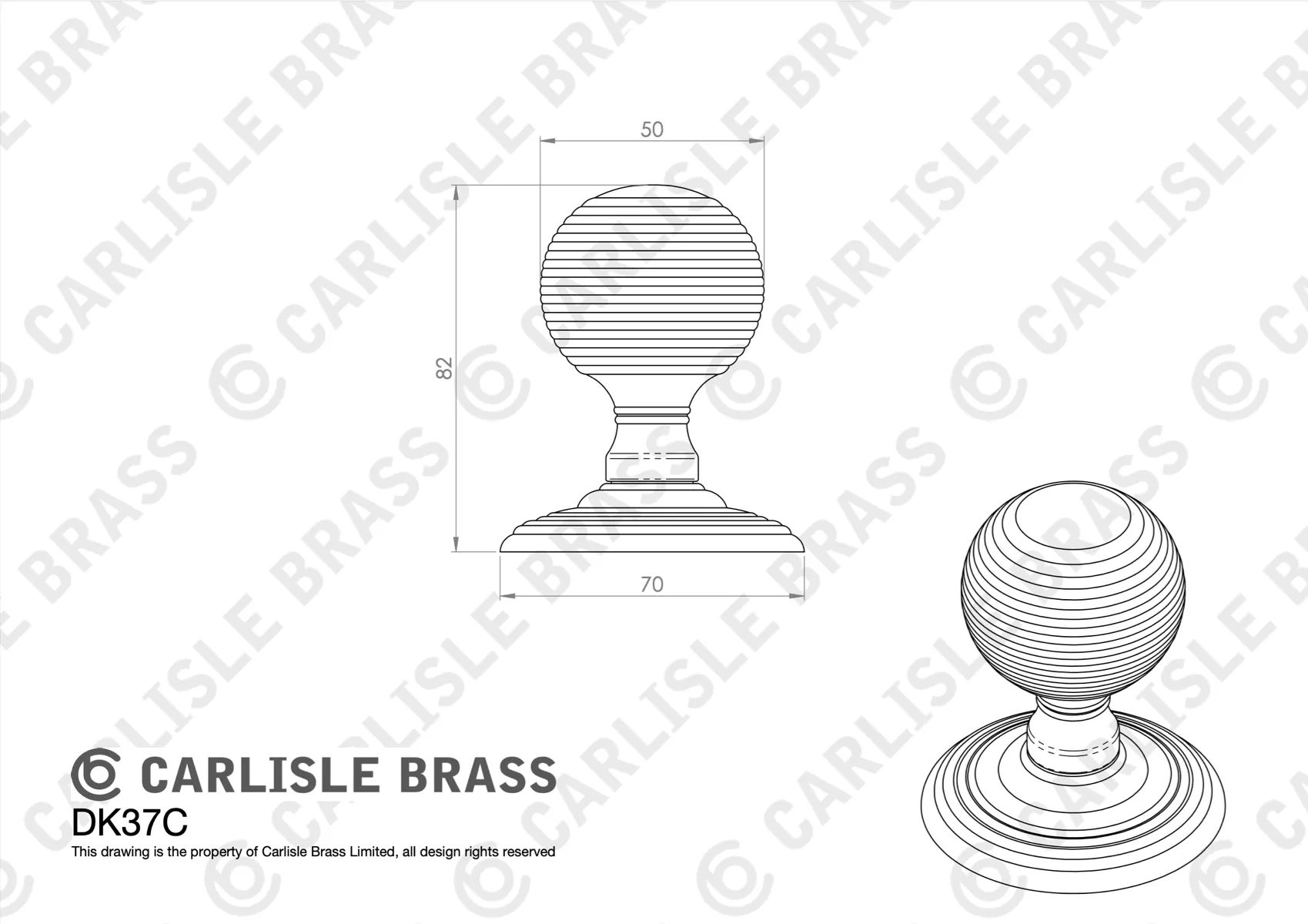 Delamain Polished Chrome Reeded Mortice Knob Furniture | DK37CCP