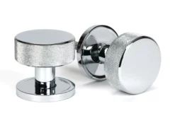 Polished Chrome Brompton Mortice/Rim Knob Set (Plain) | 46778