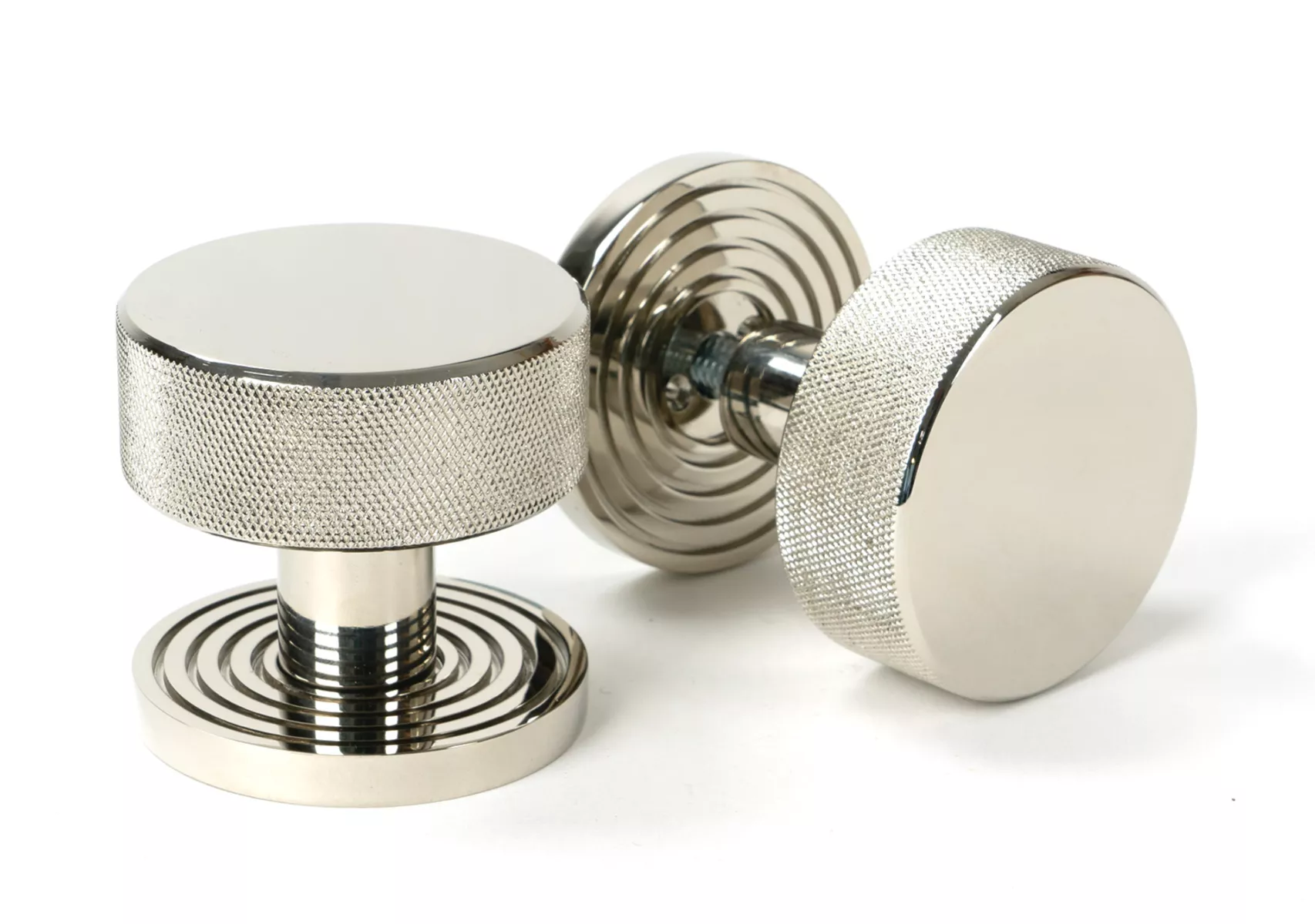 Polished Nickel Brompton Mortice/Rim Knob Set (Beehive) | 46784