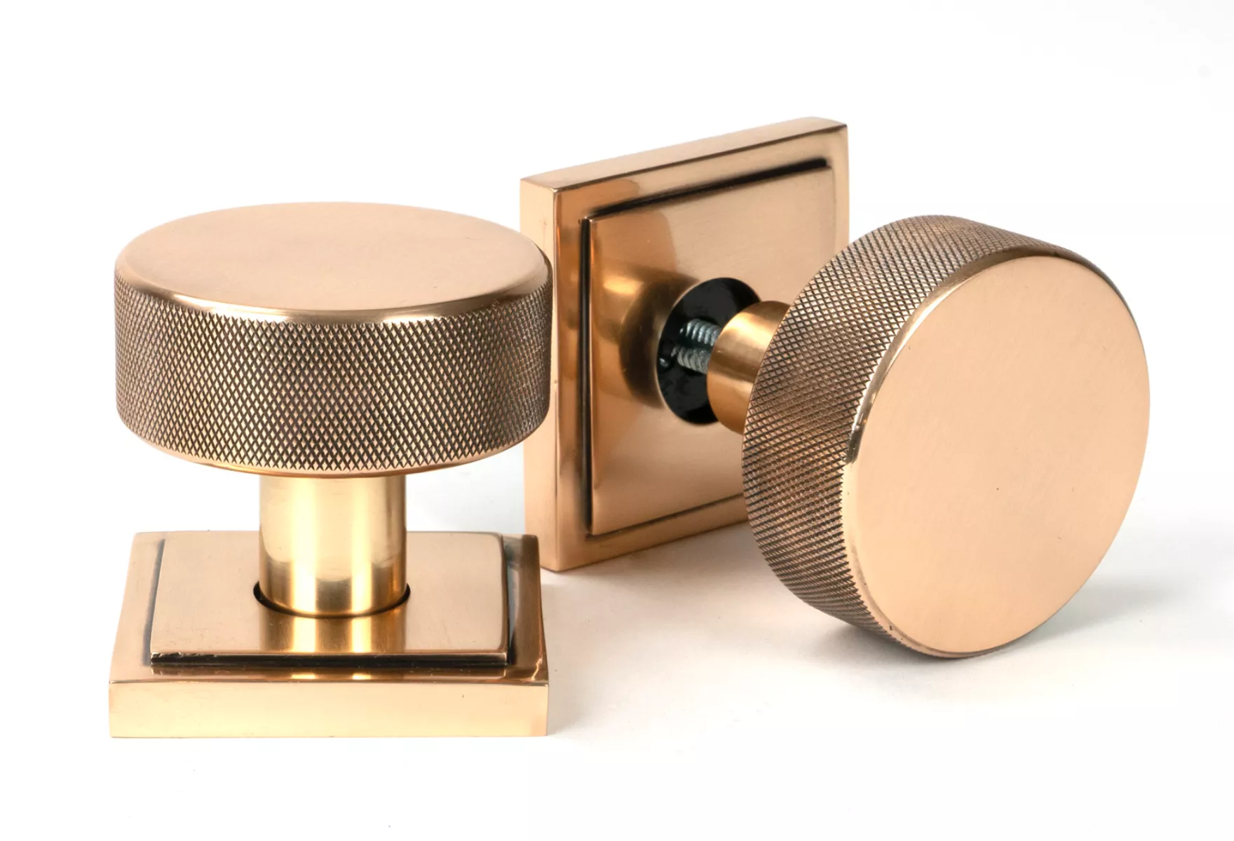 Polished Bronze Brompton Mortice/Rim Knob Set (Square) | 46793