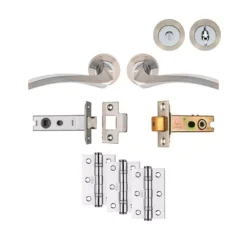 Satin Nickel / Polished Chrome Sines Bathroom Pack - Ultimate Door Pack