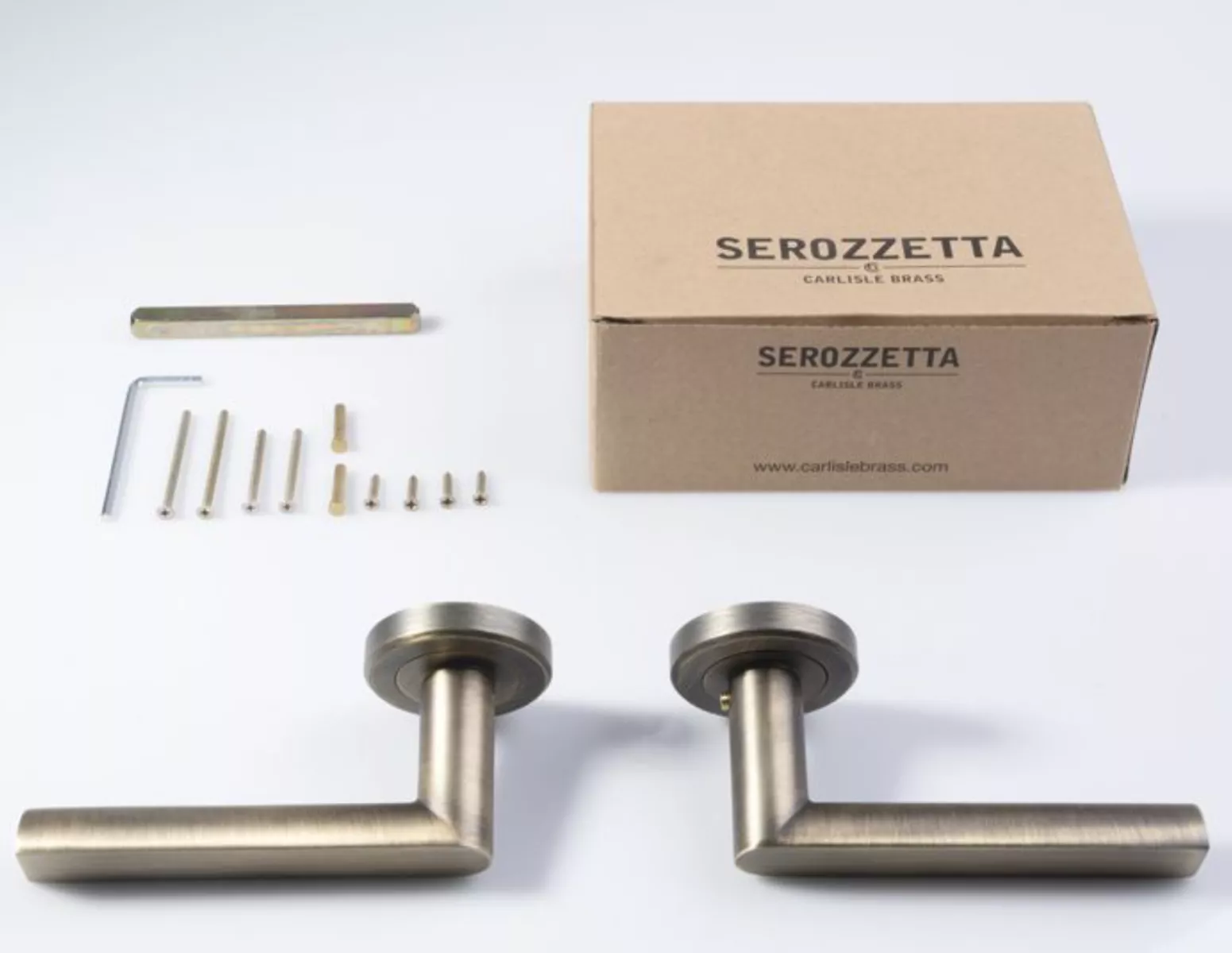 Set Carlisle Antique Brass Serozzetta Edge Lever On Round Rose | SZM210AB - Image 4