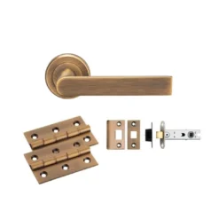 CARLISLE LATCH PACK - Antique Brass Serozzetta Edge Lever Handle Door Kit