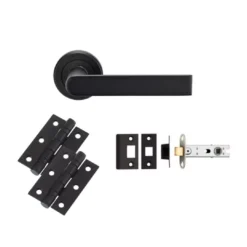 CARLISLE LATCH PACK - Matt Black Serozzetta Edge Lever Handle Door Kit