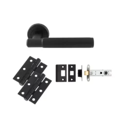 CARLISLE Matt Black Image Lines Lever Handle Door Kit - Latch