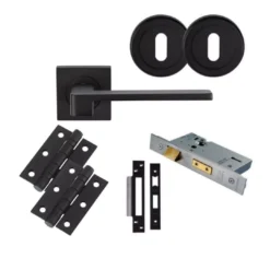 CARLISLE LOCK PACK - Matt Black Serozzetta Equi Lever Handle Door Kit