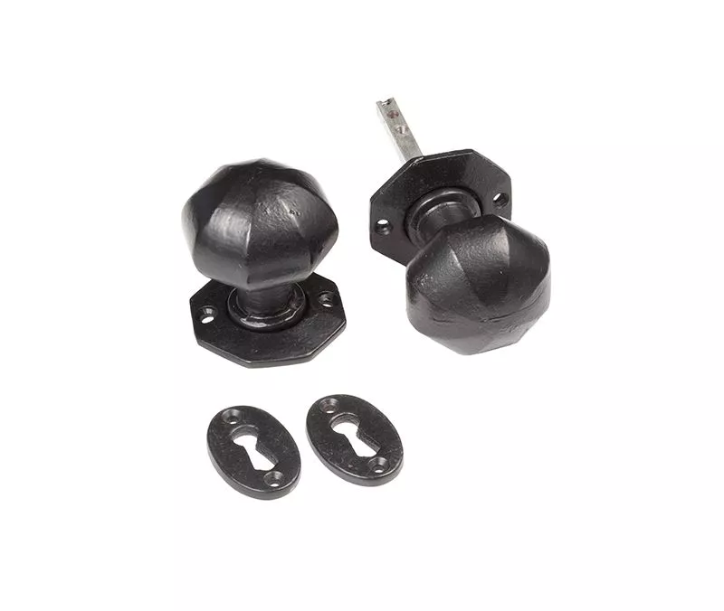 Frelan 68x60mm Octagonal Mortice Knob Black Finish
