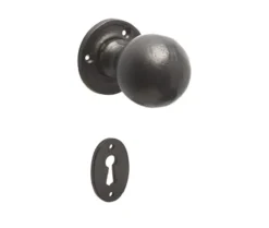 Frelan 73x53mm Round Mortice Knob Black Finish