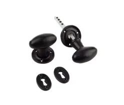 65X61mm Frelan Oval Mortice Knob Black Finish