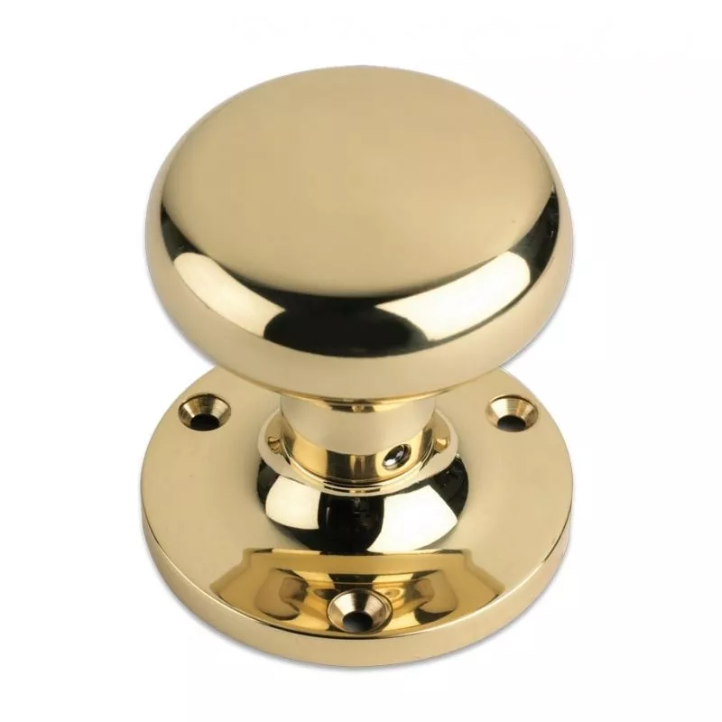 Set Polished Brass Mushroom Mortice Knob Furniture