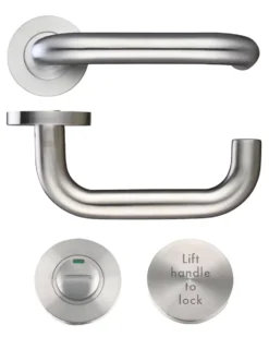 Satin Stainless Steel Lift To Lock Return To Door Lever Set | ZCS030LLSS