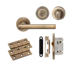 CARLISLE Antique Brass Philadelphia Lever Handle Door Kit - Bathroom