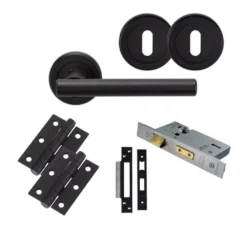CARLISLE Matt Black Philadelphia Lever Handle Door Kit - Lock
