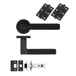 LATCH PACK - Matt Black Bilbao Knurled Lever Door Pack