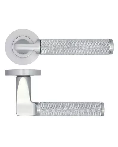 Satin Chrome Bilbao Knurled Lever Handle On Rose - ZPA090SC