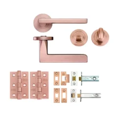 BATHROOM PACK - Tuscan Rose Gold Venice Lever Door Handle Set