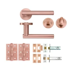 BATHROOM PACK - Tuscan Rose Gold Lucca Lever Door Handle Set