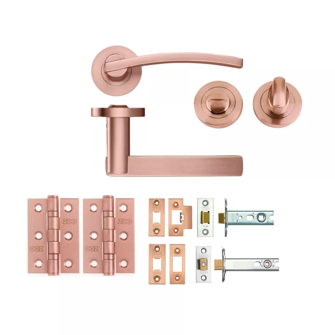 BATHROOM PACK - Tuscan Rose Gold Adria Lever Door Handle Set