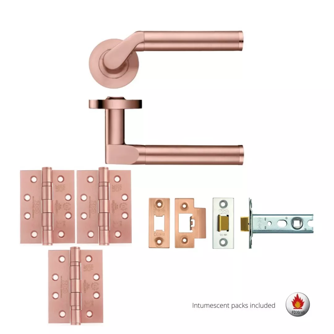 LATCH PACK - Tuscan Rose Gold Venus Lever Door Handle Set - Image 2
