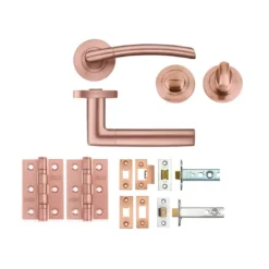 BATHROOM PACK - Tuscan Rose Gold Olympus Lever Door Handle Set