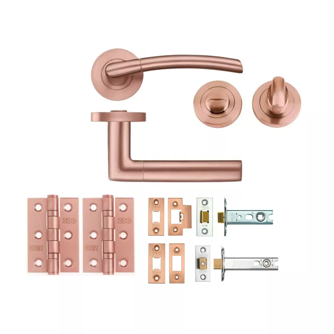 BATHROOM PACK - Tuscan Rose Gold Olympus Lever Door Handle Set
